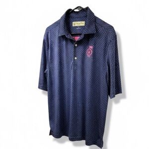 Donald Ross Sport Polo Shirt Men's Medium Stars All Over Print Geometric Golf